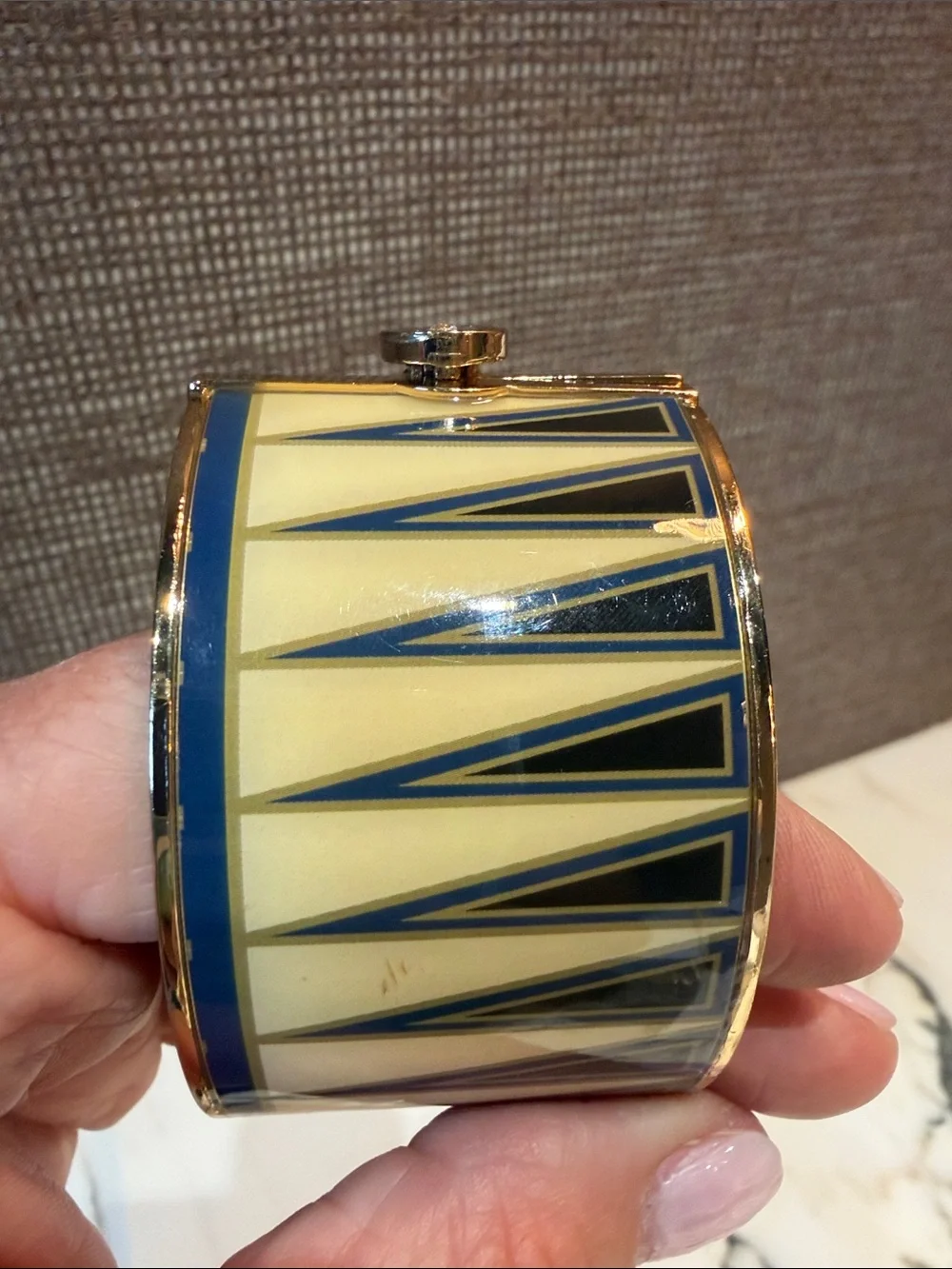 Navy and Cream Geometric Cuff Bracelet - women Accessories
